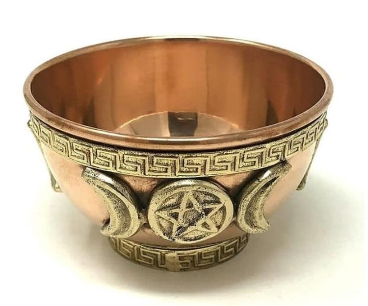 Copper Offering Bowl Three Moon Star