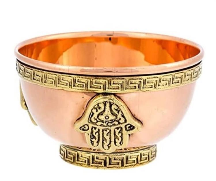 Copper Offering Bowl Hamsa