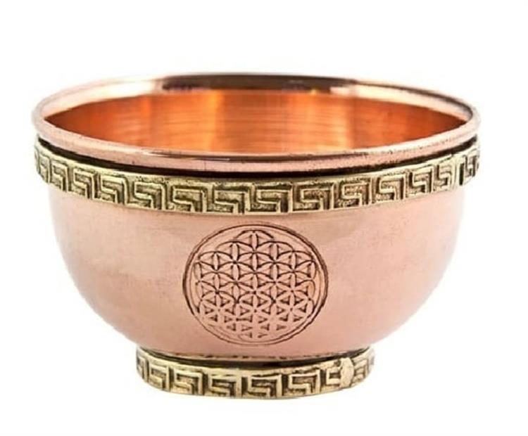 Copper Offering Bowl Flower Of Life